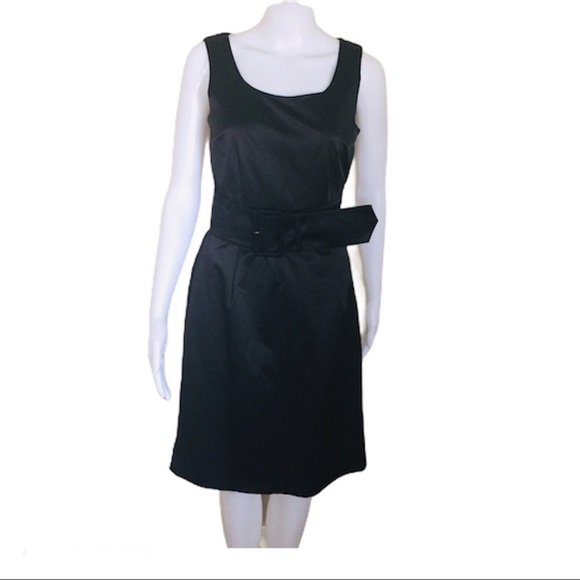 H&M Shift Sleeveless Dress With Scoop Neck & Waist Belt Detail Black Size 8 - Picture 3 of 10